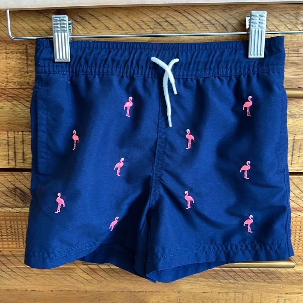 Janie & Jack Swim Trucks with Pink Flamingo Embroidery  🦩